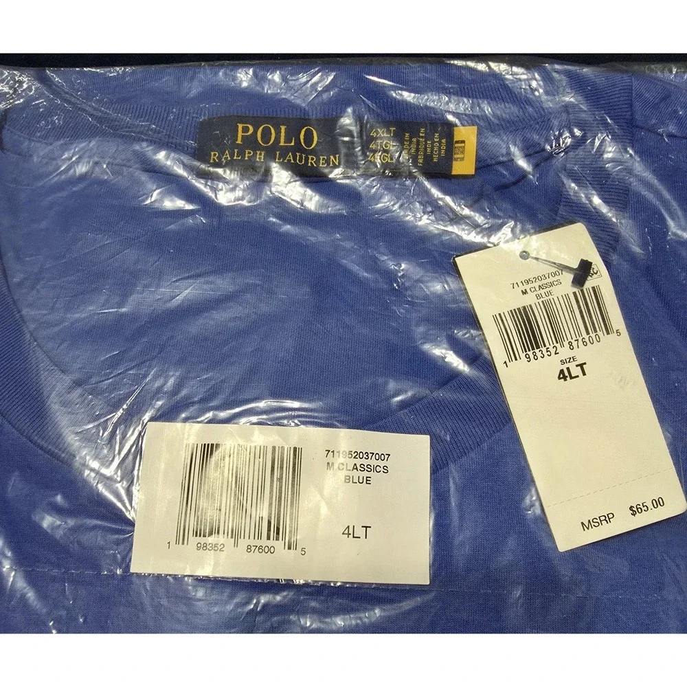 Polo Ralph Lauren Blue Long Jersey Short Sleeve T-Shirt Men's 4XLT NWT $65